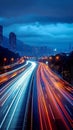 Night highway rhythm Long exposure captures the citys dynamic flow Royalty Free Stock Photo