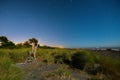 Night at Hokitika Beach on the West Coast of New Zealand`s South Island. Royalty Free Stock Photo