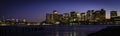 Panoramic Nightscape of Boston City Skyline over the Mystic River in Boston Harbor Royalty Free Stock Photo