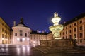 Night Hradcany view. Beautiful square near Saint Vitus Cathedral. Prague, Czech republic.