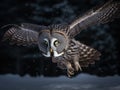 The Night Hunter the Great Grey Owl in Snow