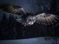 The Night Hunter the Great Grey Owl in Snow