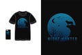 Night hunter t shirt merchandise silhouette mockup typography