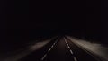 Night Car Hyperlapse POV empty rural forest road with snow on the roadsides