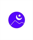 Night icon,moon with star flat icon,vector best illustration design icon.