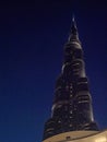 Night illuminated tallest skyscraper of the world Burj Khalifa Dubai. United Arab Emirates Royalty Free Stock Photo