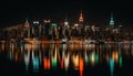 Night illuminates cityscape, reflecting famous architecture in urban skyline generated by AI Royalty Free Stock Photo