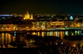 The night illumination of Pest`s landmarks, Budapest, Hungary Royalty Free Stock Photo