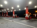 night image of a Cepsa fuel pump on the A2 motorway in the town of AlmodÃ´var. Royalty Free Stock Photo