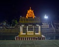 Night image of empty temple with golden dome in holy water pond at Tirupati, Andra Pradesh, India Royalty Free Stock Photo