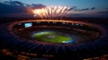 Night image of large illuminated stadium for various competitions and sporting events