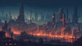 Night industrial cityscape. Industrialization concept
