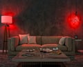 Night interior with red colored lights Royalty Free Stock Photo
