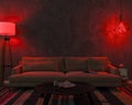 Night interior with red colored lights Royalty Free Stock Photo