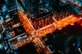 Night intersection (Toronto) Royalty Free Stock Photo