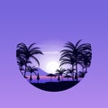 Night Island Seminyak Beach Bali Palm Landscape Holiday Circle View Royalty Free Stock Photo