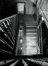 black and white of parking garage stairwell Royalty Free Stock Photo