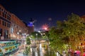 Night July 4th fireworks in the Bricktown