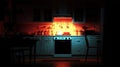 Night Kitchen, Stovetop Glow Royalty Free Stock Photo