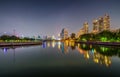 Lake Ratchada situated in the Benjakitti Park in Bangkok at nigh Royalty Free Stock Photo