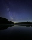 Night lake under Milky Way stars Royalty Free Stock Photo