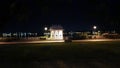 Night lake view of Enlightened Chhatri-Dome shaped pavilion,