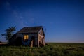 Night landscape with abandoned spooky house