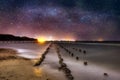 The night landscape of the Baltic Sea and the milky way in Babie DoÃây. Poland Royalty Free Stock Photo