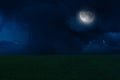 Night landscape with moon and stars Royalty Free Stock Photo