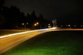 Night landscape with car light trails Royalty Free Stock Photo