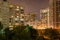 Night landscape of city quarter from a window