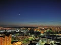 Night scape, dawning, Venus, moon, Krasnogorsk, Moscow, Russia