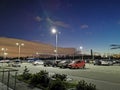 Night scape, cloudy sky, dawning, parking, Dolgoprudniy, Moscow, Russia