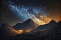 Night landscape with colorful Milky Way Royalty Free Stock Photo