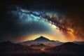 Night landscape with colorful Milky Way Royalty Free Stock Photo