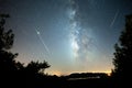 Night landscape with colorful Milky Way over Mountains Royalty Free Stock Photo