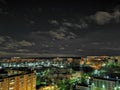 Night scape, dark sky, white clouds, Venus, Krasnogorsk, Moscow, Russia