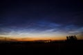 Night landscape with electric line and Noctilucent clouds