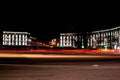 Night landscape. Glowing houses and roads