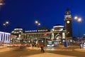 Night landscape of the Kievsky railway station in Moscow