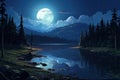 Night landscape lake. Generate Ai Royalty Free Stock Photo