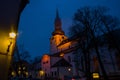 Night landscape with lighting. Dome Church, Cathedral of Saint Mary the Virgin on the Toompea Hill in Tallinn, Estonia Royalty Free Stock Photo