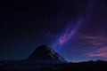 night landscape lonely hill under starry sky