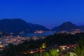 Night Landscape of Lugano lake Royalty Free Stock Photo