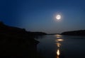 Night landscape with moon