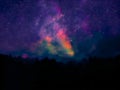 night landscape mountain and milky way galaxy background. Night colorful landscape. Royalty Free Stock Photo