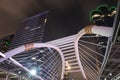 Night landscape of public sky walk in bankok