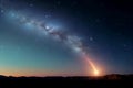 Night landscape, Space nature with colorful Milky Way, hyperrealistic picture