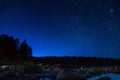night landscape with a starry sky and Milky way with many bright stars. Astrophotography with constellations and Royalty Free Stock Photo