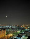 Night scape, Venus, moon, Krasnogorsk, Moscow, Russia